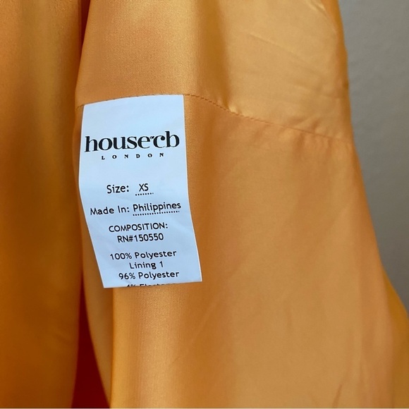 House of CB Bianca Tangerine Satin Pleated Corset Midi Dress orange size XS NWOT - Picture 10 of 15